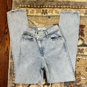 Asymmetrical Waist Denim Jeans 00 LONG